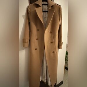 Elegant Tan Double-Breasted Women's Coat